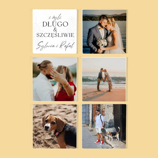 Zdjęcie i Podpis: Żyli Długo i Szczęśliwie - Podkładki Pod Kubki