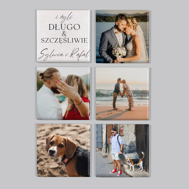 Zdjęcie i Podpis: Żyli Długo i Szczęśliwie - Zestaw Magnesów