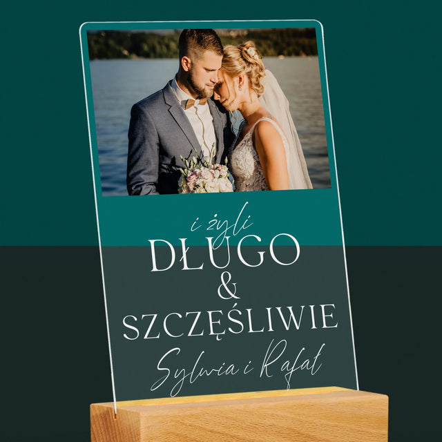Zdjęcie i Podpis: Żyli Długo i Szczęśliwie - Wydruk Na Szkle Akrylowym