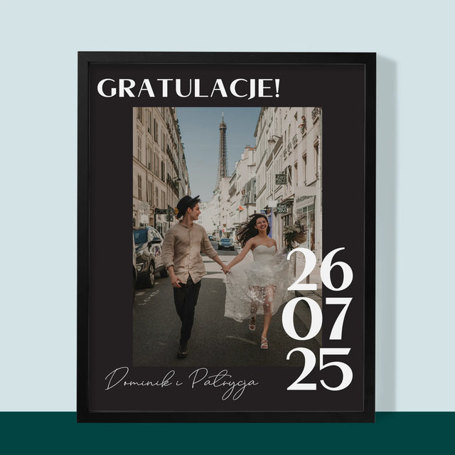 Zdjęcie i Podpis: Gratulacje z Okazji Ślubu - Wydruk Obramowany