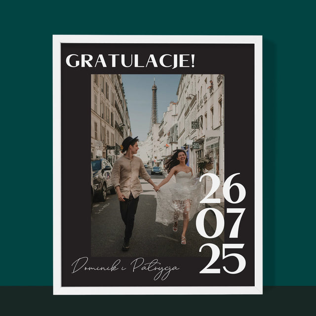 Zdjęcie i Podpis: Gratulacje z Okazji Ślubu - Wydruk Obramowany