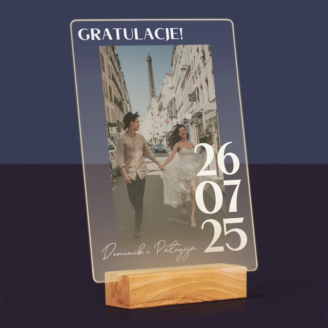 Zdjęcie i Podpis: Gratulacje z Okazji Ślubu - Wydruk Na Szkle Akrylowym