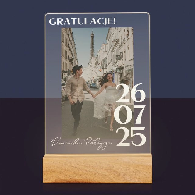 Zdjęcie i Podpis: Gratulacje z Okazji Ślubu - Wydruk Na Szkle Akrylowym