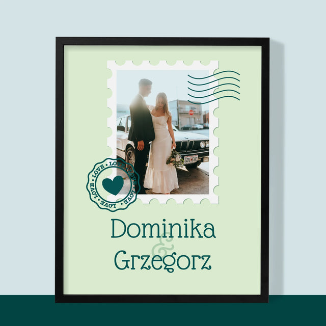 Zdjęcie i Podpis: Ślubna Pocztówka - Wydruk Obramowany