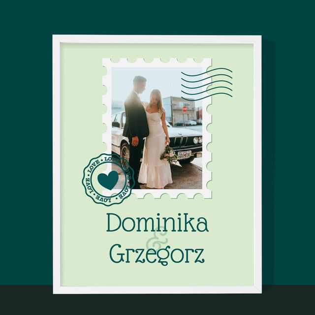 Zdjęcie i Podpis: Ślubna Pocztówka - Wydruk Obramowany