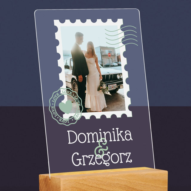 Zdjęcie i Podpis: Ślubna Pocztówka - Wydruk Na Szkle Akrylowym