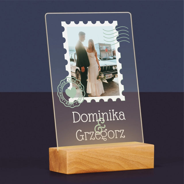Zdjęcie i Podpis: Ślubna Pocztówka - Wydruk Na Szkle Akrylowym