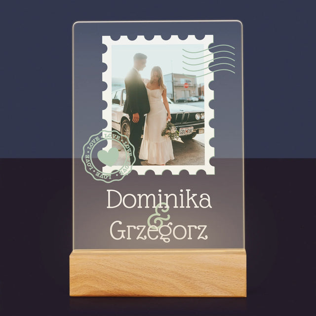 Zdjęcie i Podpis: Ślubna Pocztówka - Wydruk Na Szkle Akrylowym