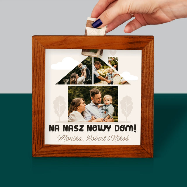 Kształt Ze Zdjęć: Nasz Nowy Dom - Drewniana Skarbonka