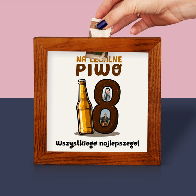 Fotokolaż: 18 Piwo - Drewniana Skarbonka