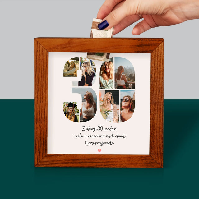 Fotokolaż: 30 Urodziny Życzenia - Drewniana Skarbonka