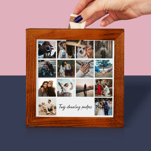 Fotokolaż: 14 Zdjęć - Drewniana Skarbonka