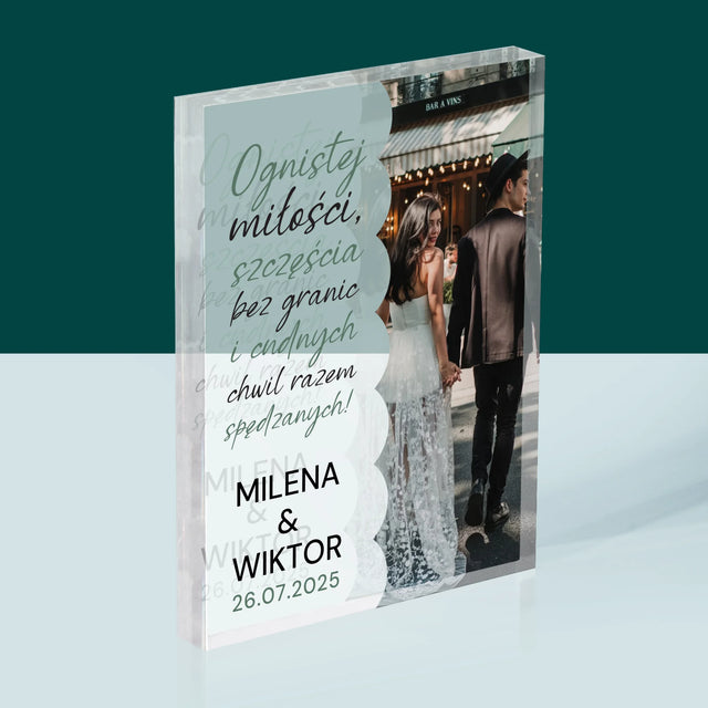 Zdjęcie i Podpis: Ognistej Miłości - Blok Akrylowy