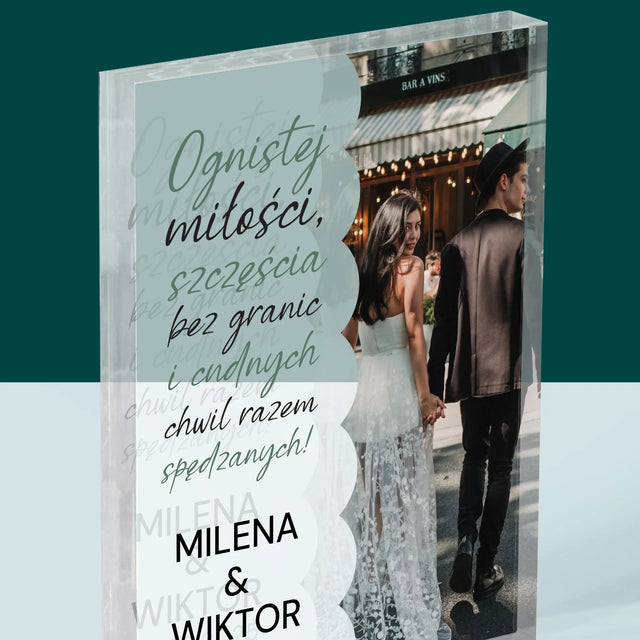 Zdjęcie i Podpis: Ognistej Miłości - Blok Akrylowy