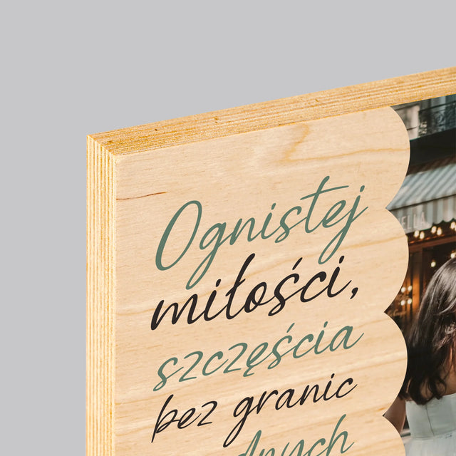 Zdjęcie i Podpis: Ognistej Miłości - Wydruk Na Drewnie