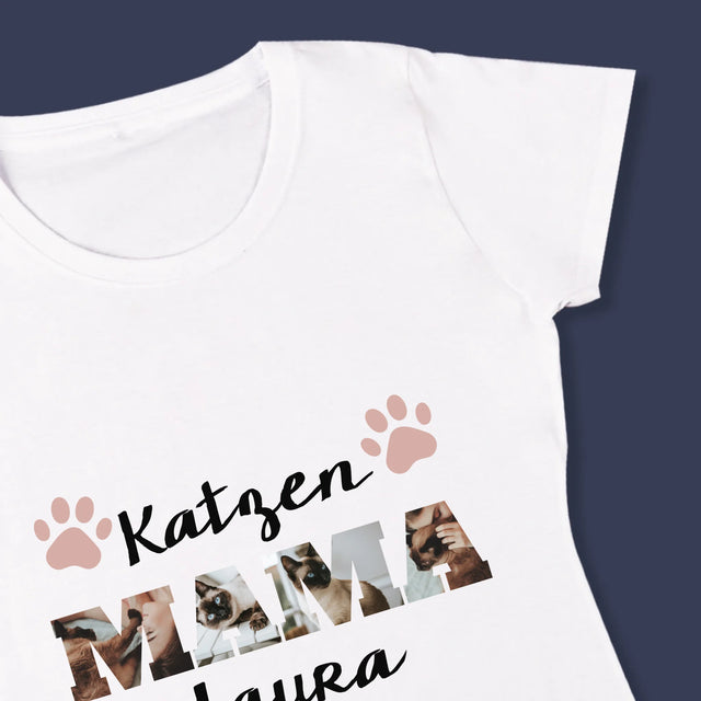 Słowo Ze Zdjęć: Kocia Mama - Koszulka Damska z Nadrukiem