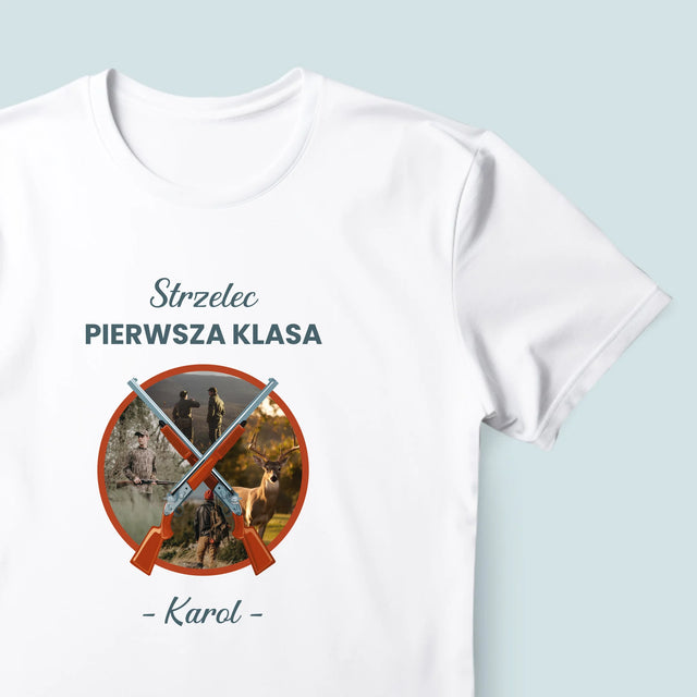 Fotokolaż: Strzelec Pierwsza Klasa - Koszulka Męska z Nadrukiem