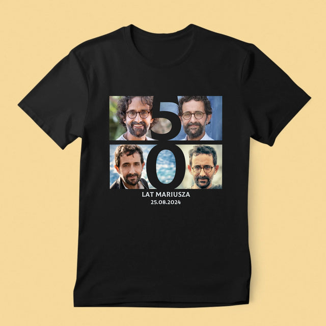 Fotokolaż: 50 Lat Cyfra Zdjęcia - Koszulka Męska z Nadrukiem