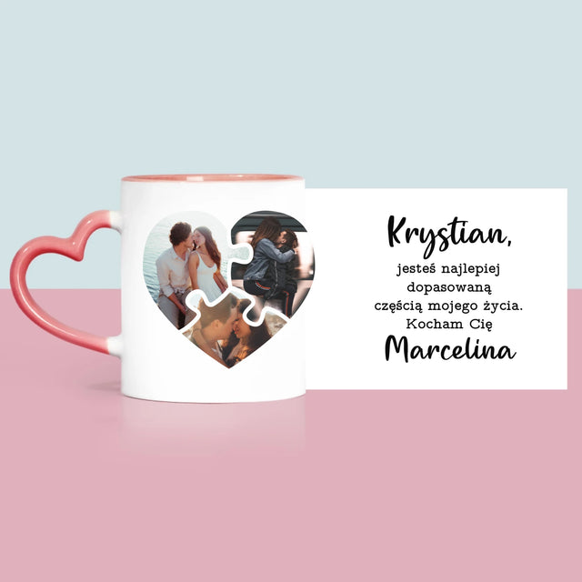 Fotokolaż: Walentynkowe Puzzle - Kubek z Nadrukiem