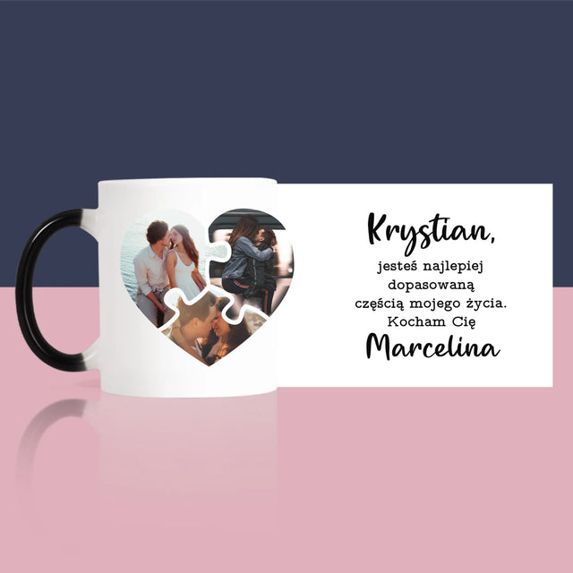 Fotokolaż: Walentynkowe Puzzle - Kubek z Nadrukiem