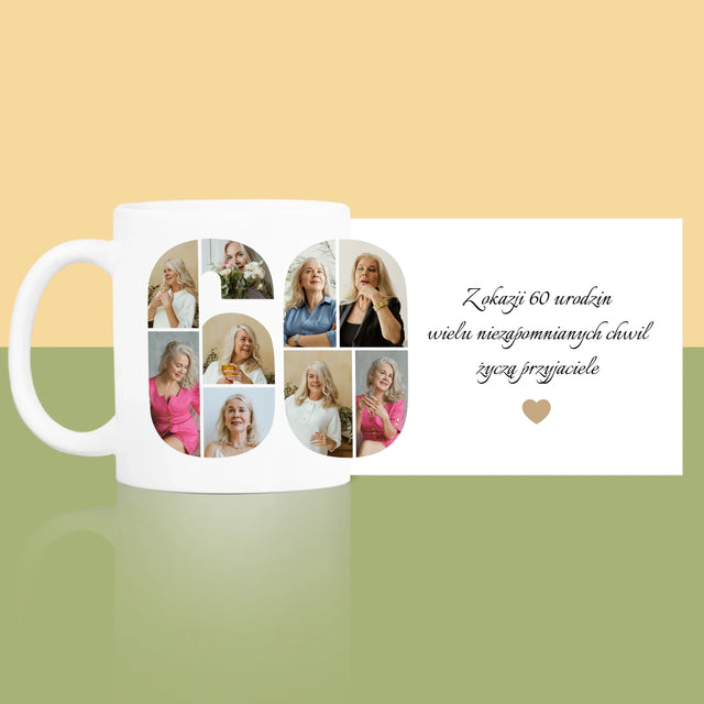 Kształt Ze Zdjęć: 60 Urodziny Życzenia - Kubek z Nadrukiem