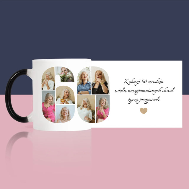 Kształt Ze Zdjęć: 60 Urodziny Życzenia - Kubek z Nadrukiem