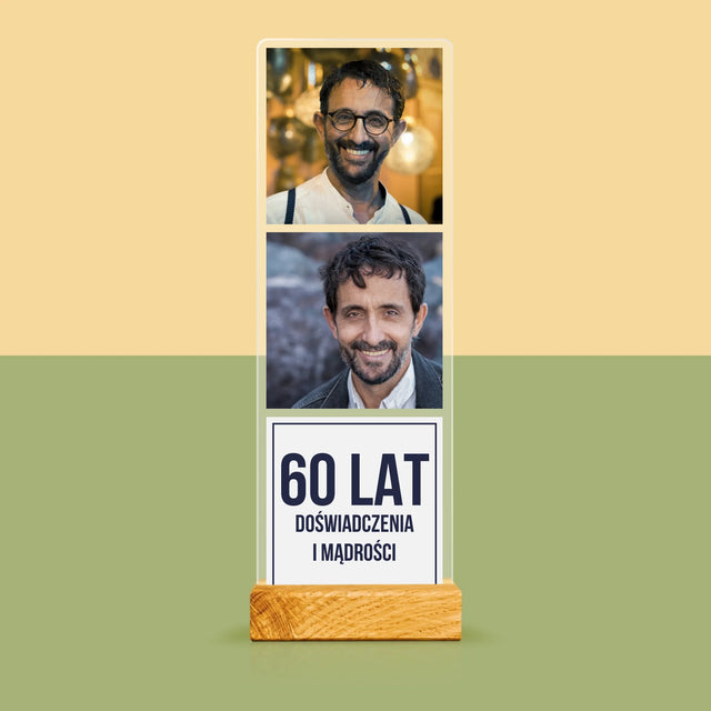 Zdjęcie i Podpis: 60 Lat Doświadczenia i Mądrości - Zdjęcie Na Szkle Akrylowym Fotobudka