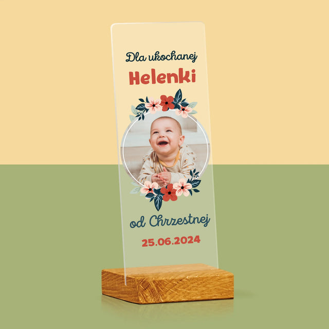 Zdjęcie i Podpis: Dla Dziecka Od Chrzestnych - Zdjęcie Na Szkle Akrylowym Fotobudka