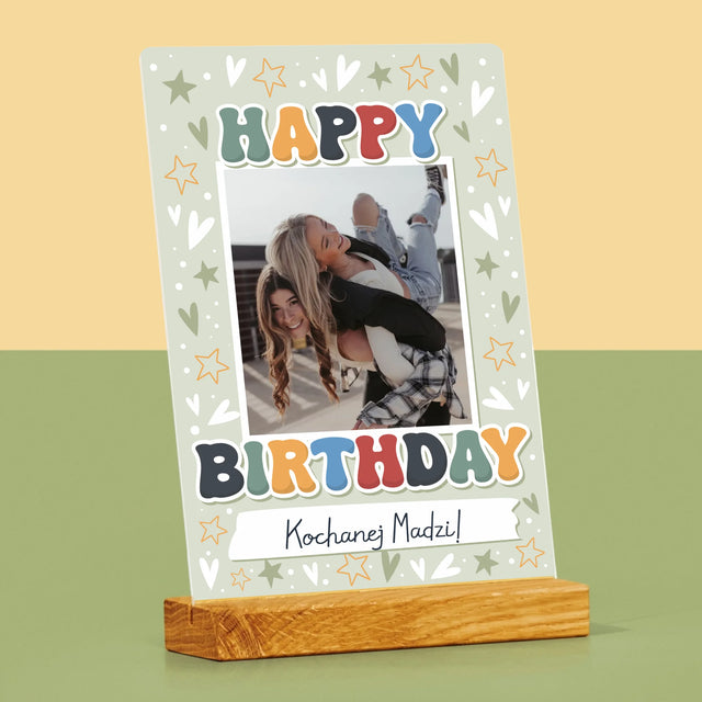 Zdjęcie i Podpis: Happy Birthday - Wydruk Na Szkle Akrylowym