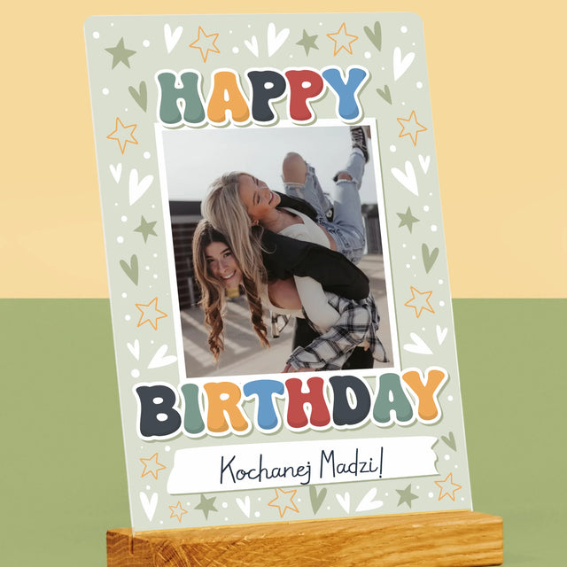 Zdjęcie i Podpis: Happy Birthday - Wydruk Na Szkle Akrylowym
