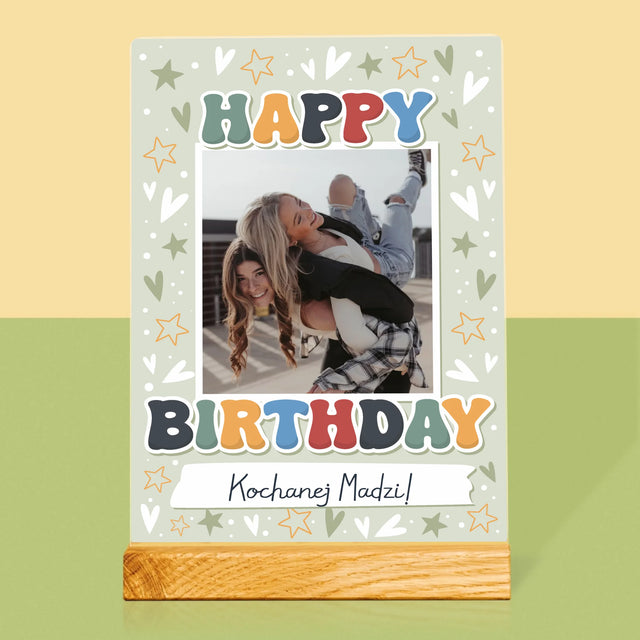 Zdjęcie i Podpis: Happy Birthday - Wydruk Na Szkle Akrylowym