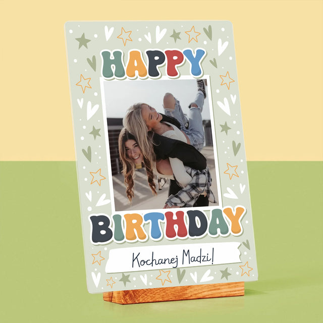 Zdjęcie i Podpis: Happy Birthday - Wydruk Na Szkle Akrylowym