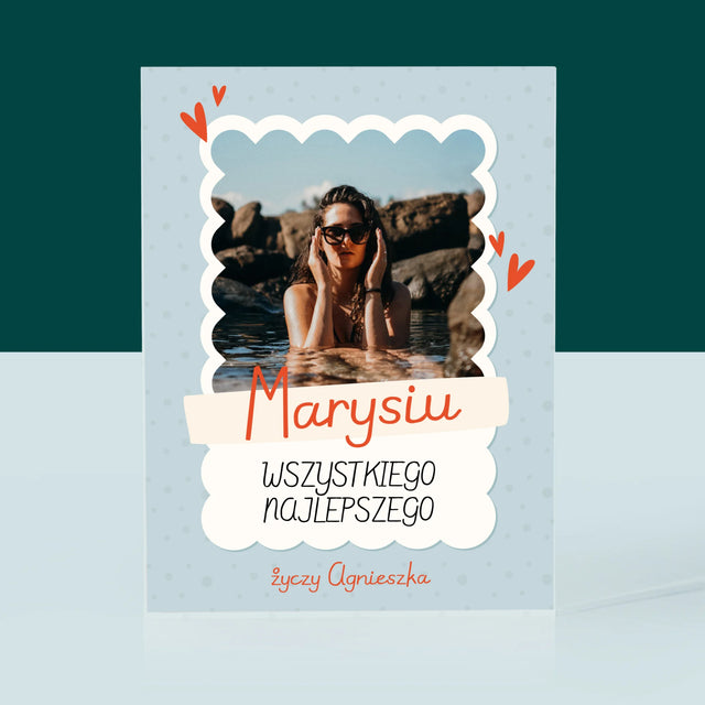 Zdjęcie i Podpis: Urodzinowa Ramka - Blok Akrylowy z Nadrukiem