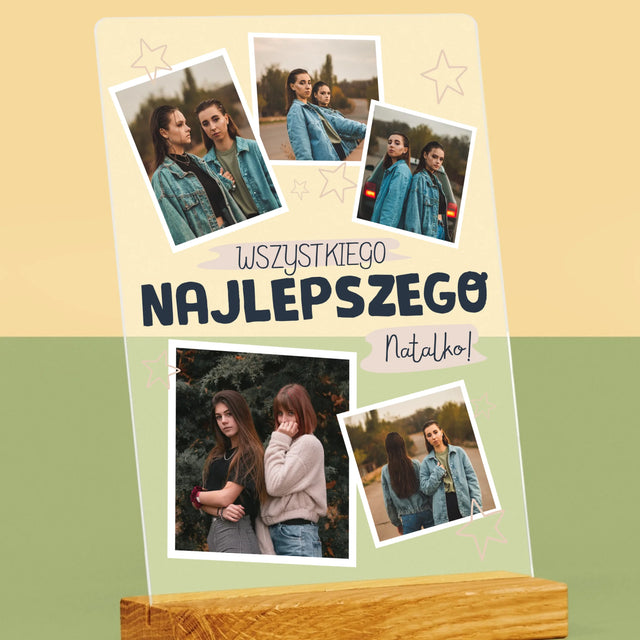 Fotokolaż: Wszystkiego Najlepszego Gwiazdki - Wydruk Na Szkle Akrylowym