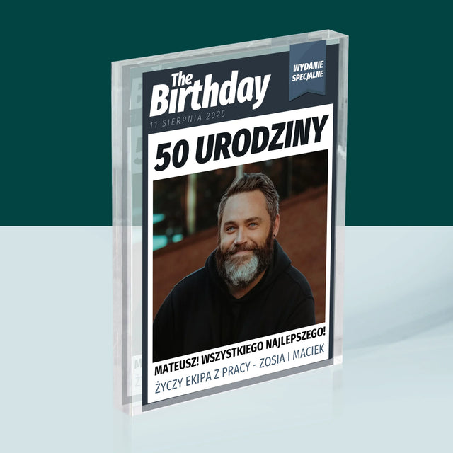 Okładka Magazynu: Birthday - Blok Akrylowy z Nadrukiem