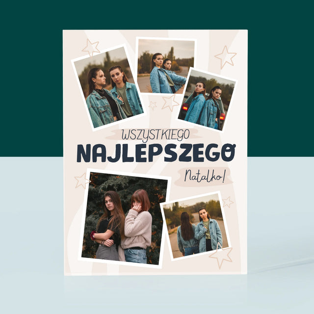 Fotokolaż: Wszystkiego Najlepszego Gwiazdki - Blok Akrylowy z Nadrukiem