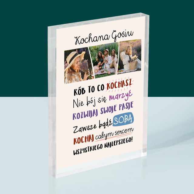 Fotokolaż: Urodziny Życzenia - Blok Akrylowy z Nadrukiem