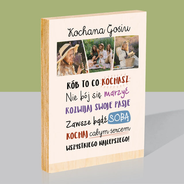 Fotokolaż: Urodziny Życzenia - Wydruk Na Drewnie