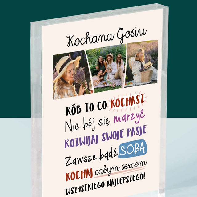 Fotokolaż: Urodziny Życzenia - Blok Akrylowy z Nadrukiem