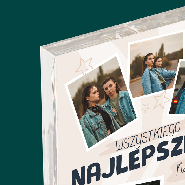 Fotokolaż: Wszystkiego Najlepszego Gwiazdki - Blok Akrylowy z Nadrukiem