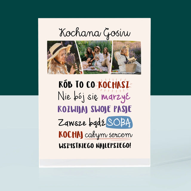 Fotokolaż: Urodziny Życzenia - Blok Akrylowy z Nadrukiem