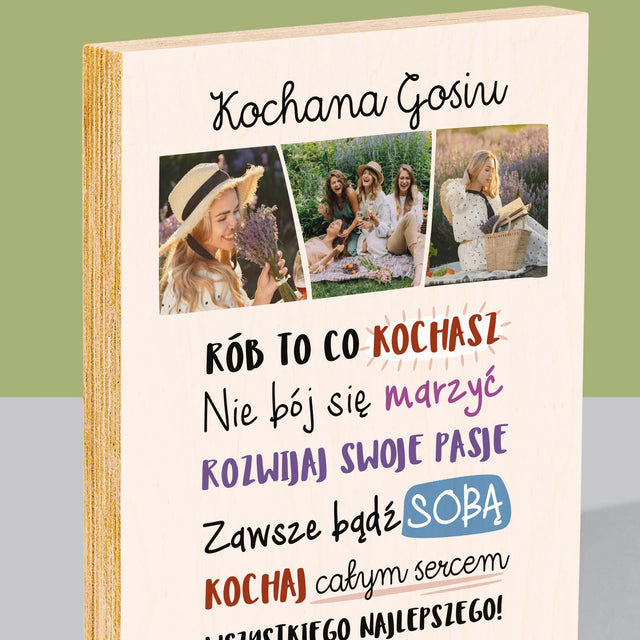 Fotokolaż: Urodziny Życzenia - Wydruk Na Drewnie