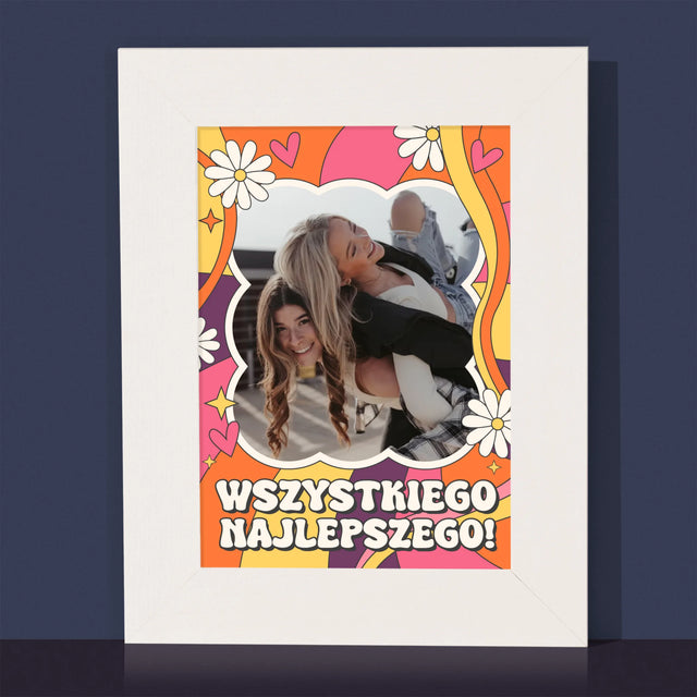 Zdjęcie i Podpis: Wszystkiego Najlepszego Groovy - Ramka Na Zdjęcie