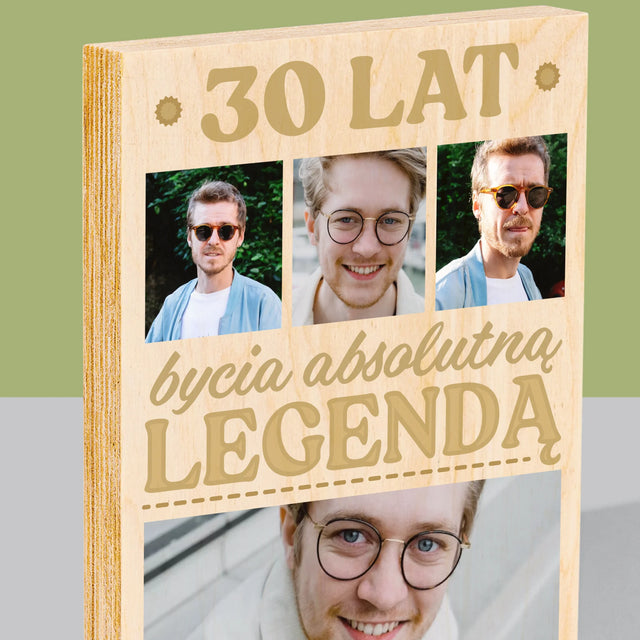 Fotokolaż: 30 Lat Bycia Legendą - Wydruk Na Drewnie