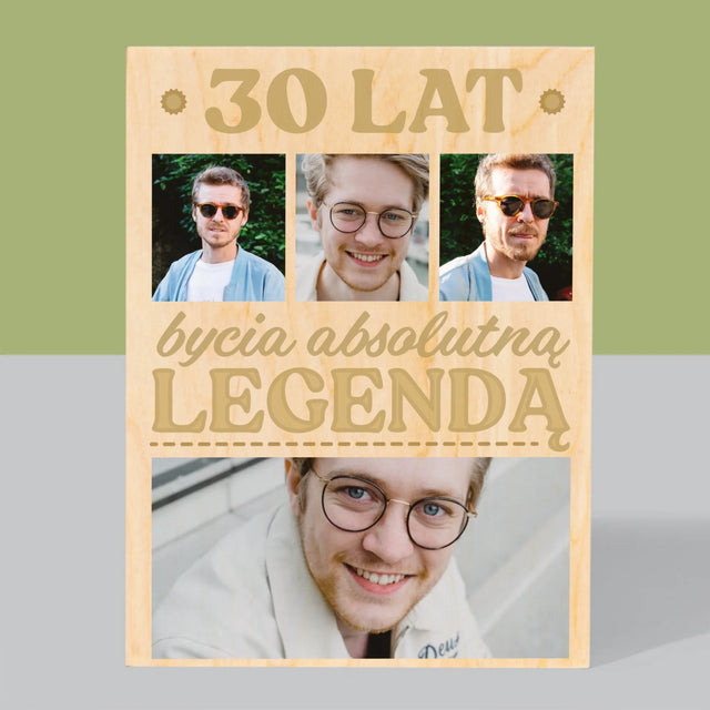 Fotokolaż: 30 Lat Bycia Legendą - Wydruk Na Drewnie
