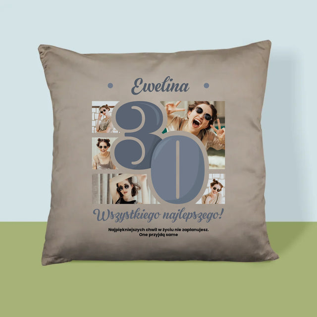 Fotokolaż: 30 Najpiękniejsze Chwile - Poduszka z Nadrukiem