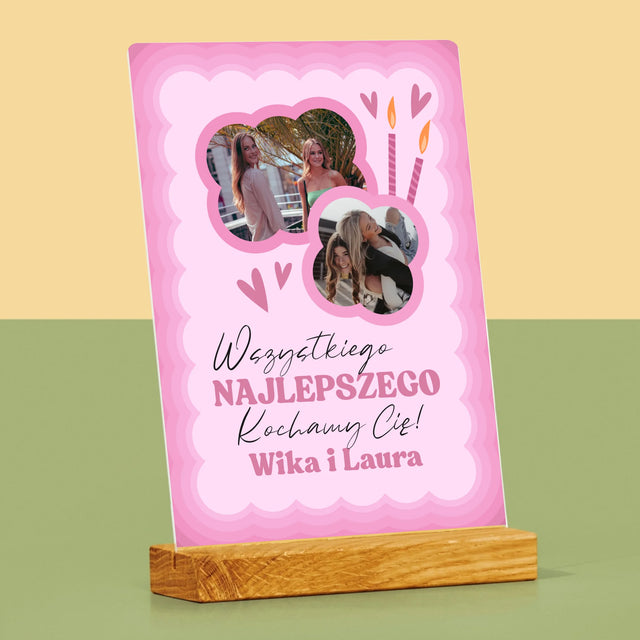 Fotokolaż: Różowe Urodziny - Wydruk Na Szkle Akrylowym