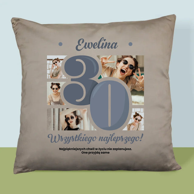 Fotokolaż: 30 Najpiękniejsze Chwile - Poduszka z Nadrukiem