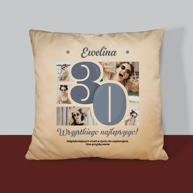 Fotokolaż: 30 Najpiękniejsze Chwile - Poduszka z Nadrukiem