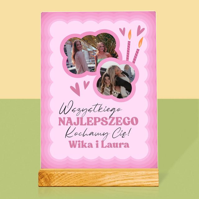 Fotokolaż: Różowe Urodziny - Wydruk Na Szkle Akrylowym